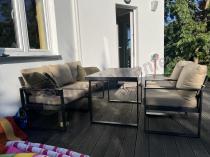 Aranżacja: Zestaw mebli tarasowych - sofa 175cm, 2 fotele, stolik szklany blat - Panaon Dining Elite Beige