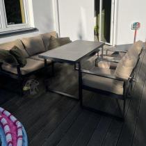 Aranżacja: Zestaw mebli tarasowych - sofa 175cm, 2 fotele, stolik szklany blat - Panaon Dining Elite Beige