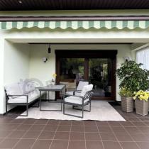 Aranżacja: Zestaw mebli tarasowych - sofa 175cm, 2 fotele, stolik szklany blat - Panaon Dining Elite Light Beige
