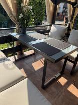 Aranżacja: Zestaw mebli tarasowych - sofa 175cm, 2 fotele, stolik szklany blat - Panaon Dining Elite Light Beige