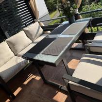 Aranżacja: Zestaw mebli tarasowych - sofa 175cm, 2 fotele, stolik szklany blat - Panaon Dining Elite Light Beige