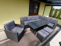 Aranżacja: Zestaw mebli technorattanowych narożnik z fotelem Cofete – Anthracite