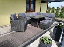 Aranżacja: Zestaw mebli technorattanowych narożnik z fotelem Cofete – Anthracite