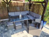 Aranżacja: Zestaw mebli technorattanowych narożnik z fotelem Cofete – Anthracite