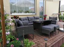 Aranżacja: Zestaw mebli technorattanowych obiadowych z wysokim stołem Perata Dining - Dark Grey