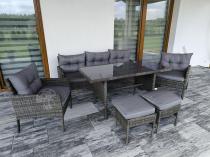 Aranżacja: Zestaw mebli technorattanowych obiadowych z wysokim stołem Perata Dining - Dark Grey