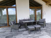 Aranżacja: Zestaw mebli technorattanowych obiadowych z wysokim stołem Perata Dining - Dark Grey