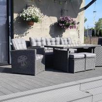Aranżacja: Zestaw mebli z sofą 186cm, wysokim stołem, fotelami i pufami Cofete Dining – Anthracite Cofete 2.0