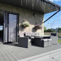 Aranżacja: Zestaw mebli z sofą 186cm, wysokim stołem, fotelami i pufami Cofete Dining – Anthracite Cofete 2.0