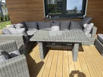 Aranżacja: Zestaw narożny technorattan LIGURITO IX Plus Dark Grey + fotel