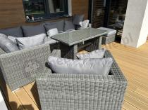 Aranżacja: Zestaw narożny technorattan LIGURITO IX Plus Dark Grey + fotel
