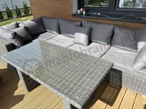 Aranżacja: Zestaw narożny technorattan LIGURITO IX Plus Dark Grey + fotel