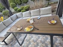 Aranżacja: Zestaw ogrodowy modułowy z fotelami i wysokim stołem Panaon Corner XL Light Beige Teak