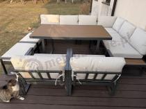 Aranżacja: Zestaw ogrodowy modułowy z fotelami i wysokim stołem Panaon Corner XL Light Beige Teak