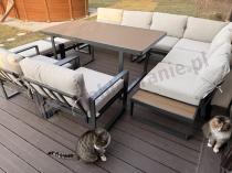 Aranżacja: Zestaw ogrodowy modułowy z fotelami i wysokim stołem Panaon Corner XL Light Beige Teak