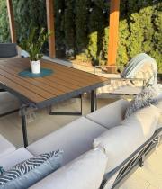 Aranżacja: Zestaw ogrodowy modułowy z fotelami i wysokim stołem Panaon Corner XL Light Beige Teak
