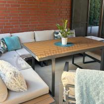 Aranżacja: Zestaw ogrodowy modułowy z fotelami i wysokim stołem Panaon Corner XL Light Beige Teak