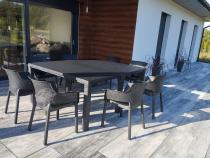 Aranżacja: Zestaw ogrodowy na 8 osób z dużym stołem Meblobranie EJD8 grafit