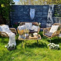 Aranżacja: Zestaw ogrodowy rattanowy ze stolikiem Torgiano Set brązowy