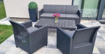 Aranżacja: Zestaw ogrodowy z sofą, 2 fotelami i stołem podnoszonym K3L grafit