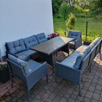 Aranżacja: Zestaw ogrodowy z sofami 175cm, fotelami i wysokim stołem polywood Perata Grande Anthracite