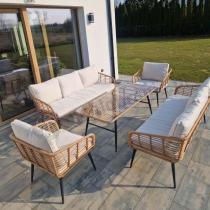 Aranżacja: Zestaw rattanowy rope z dużym stolikiem dla 8 osób Torgiano Grande naturalny