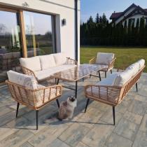 Aranżacja: Zestaw rattanowy rope z dużym stolikiem dla 8 osób Torgiano Grande naturalny