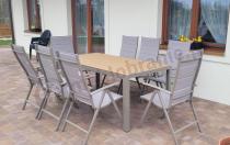 Aranżacja: Zestaw stół i 8 regulowanych krzeseł - Kanbery Wood Taupe 8+1