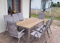 Aranżacja: Zestaw stół i 8 regulowanych krzeseł - Kanbery Wood Taupe 8+1