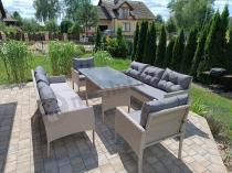 Aranżacja: Zestaw technorattanowy z wysokim stołem Perata Grande Light Grey