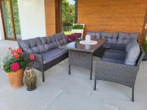 Aranżacja: Zestaw z sofami 175cm, fotelami i wysokim stołem Perata Grande Anthracite