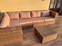 Aranżacja: Zestaw z technorattanu FARLITO IX CORNER Dark Beige & Latte
