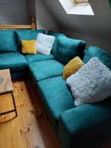 Aranżacja: Zielony narożnik Flavio Slim z funkcją spania 255x214cm lewy