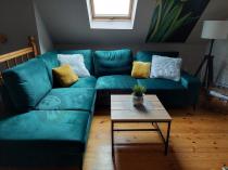 Aranżacja: Zielony narożnik Flavio Slim z funkcją spania 255x214cm lewy