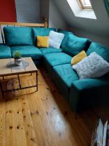 Aranżacja: Zielony narożnik Flavio Slim z funkcją spania 255x214cm lewy