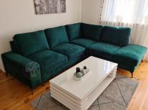 Aranżacja: Zielony narożnik Flavio Slim z funkcją spania 255x214cm prawy