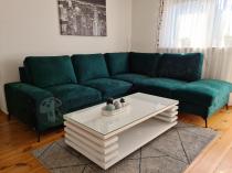 Aranżacja: Zielony narożnik Flavio Slim z funkcją spania 255x214cm prawy