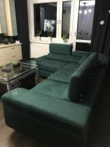 Aranżacja: Zielony narożnik z funkcją spania Anton lewy 275x202 Monolith 37