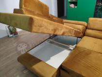 Aranżacja: Żółty narożnik z funkcją spania do salonu Anton 275x202 lewy