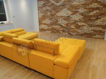 Aranżacja: Żółty obszerny narożnik U do salonu Rodrigo 345x202cm prawy