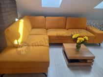 Aranżacja: Żółty welurowy narożnik do salonu Flavio lewy 293x214x91 cm Matt Velvet 48
