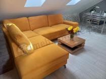 Aranżacja: Żółty welurowy narożnik do salonu Flavio lewy 293x214x91 cm Matt Velvet 48