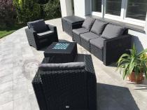Grafitowe meble ogrodowe plastikowe plecione California 3 Seater