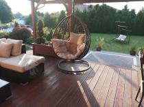 Kosz bujany na taras z technorattanu Dondolo Brown Elite &amp; Beige
