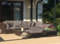 Meble ogrodowe technorattan na taras Ligurito VIII Brown Elite &amp; Grey