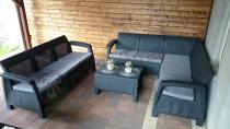 Meble technorattan Corfu narożnik, sofa i stolik