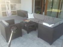 Narożnik tarasowy Provence z fotelem oraz skrzynią Capri technorattan efekt