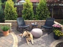 Pufa Knit Seat zestawiona z kompletem Rio Patio