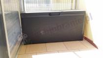 Skrzynia na balkon plastikowa z rattanowym wzorem