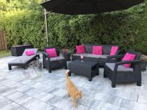 Zestaw Corfu Set Max z leżakiem Daytona i skrzynią na poduszki Capri